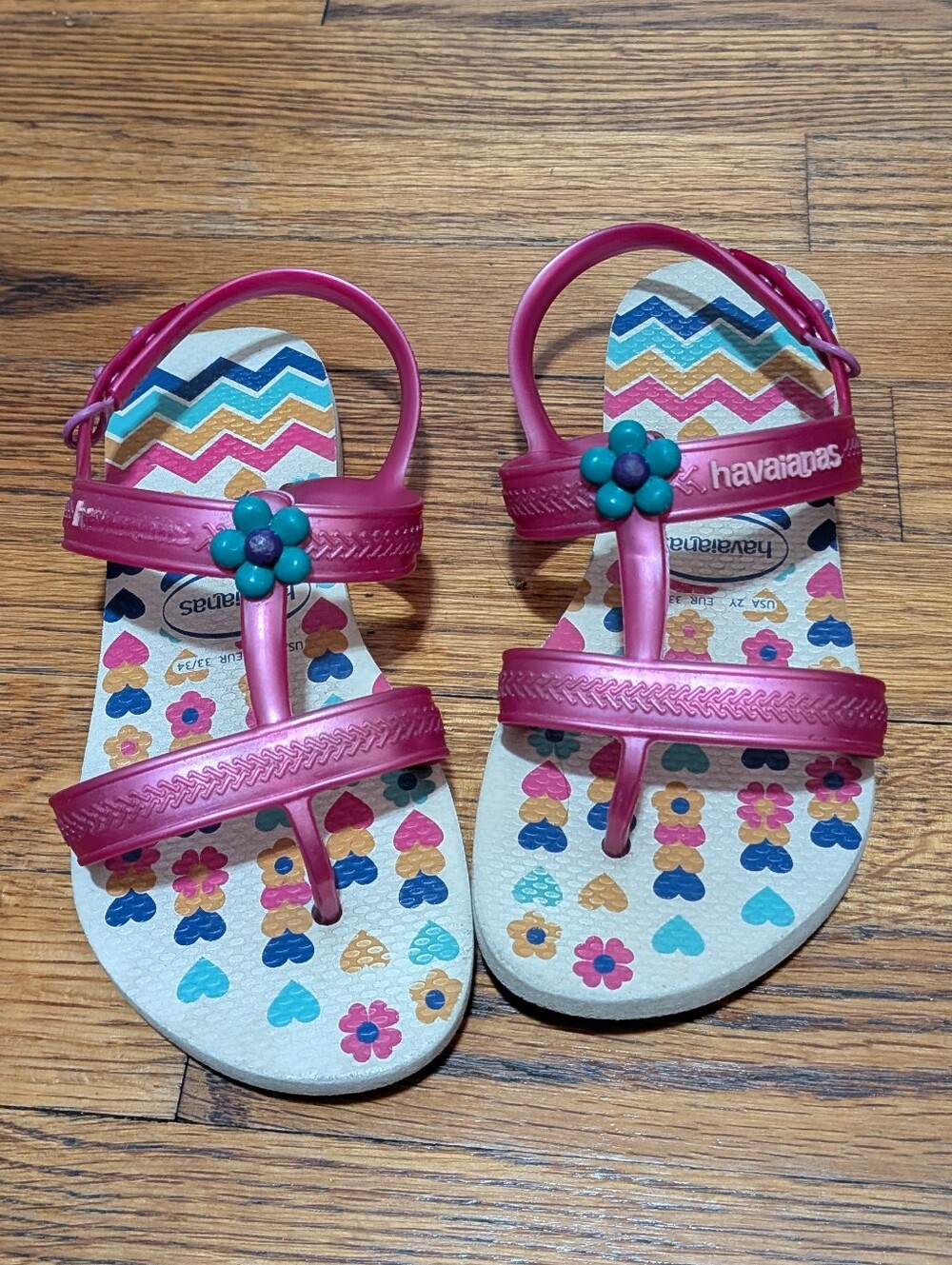 Havaianas Pink Girls' Flower Accent Strap Sandals